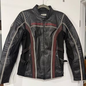 Harley-Davidson Women's Black Leather Jacket with Red Accents